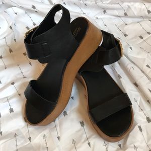 Stacked Wedge Sandals
